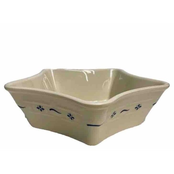 Longaberger USA Made Star Pottery Baking Serving Dish In Traditional Blue 9.5” - Picture 1 of 10